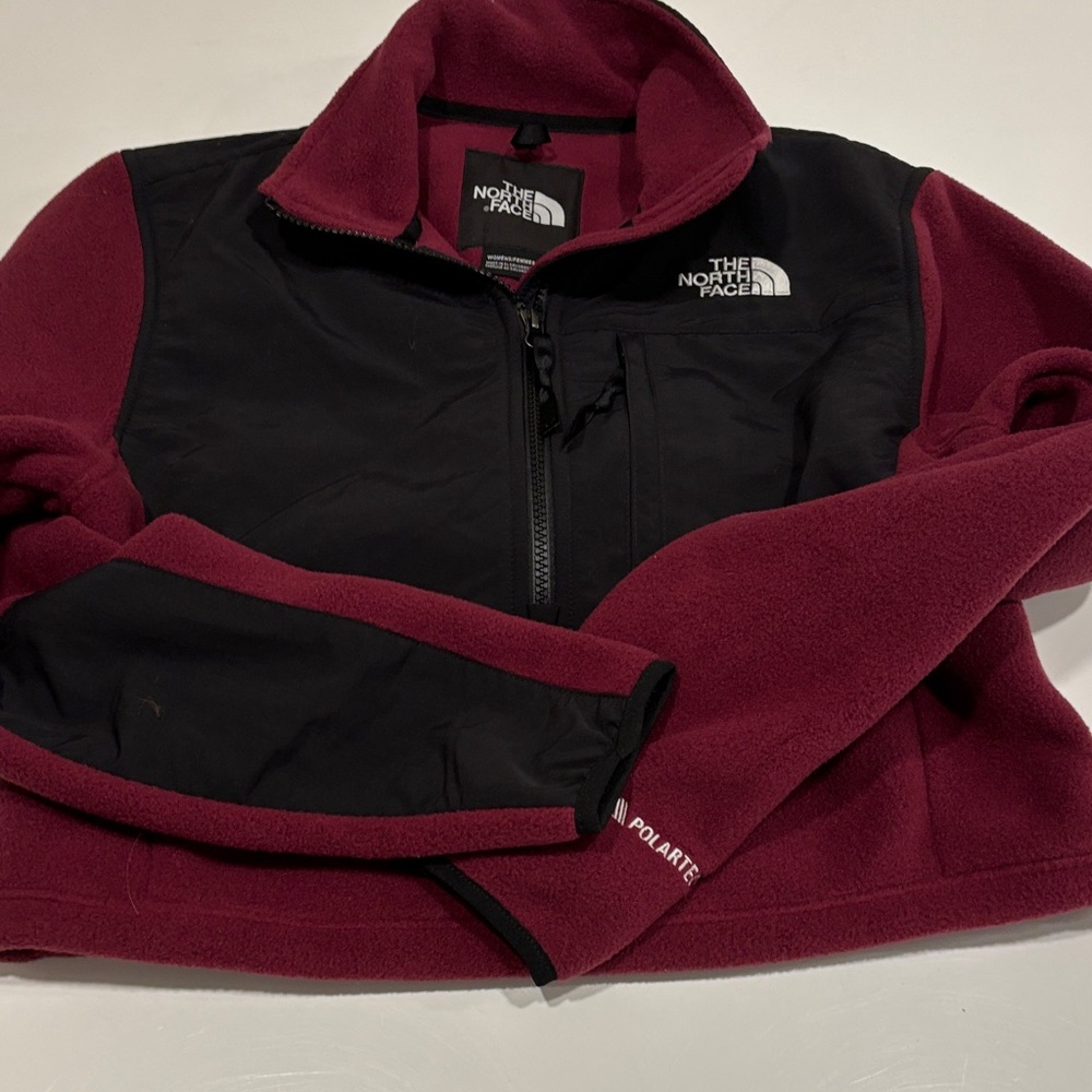 The North Face Black and Burgundy Fleece Pullover